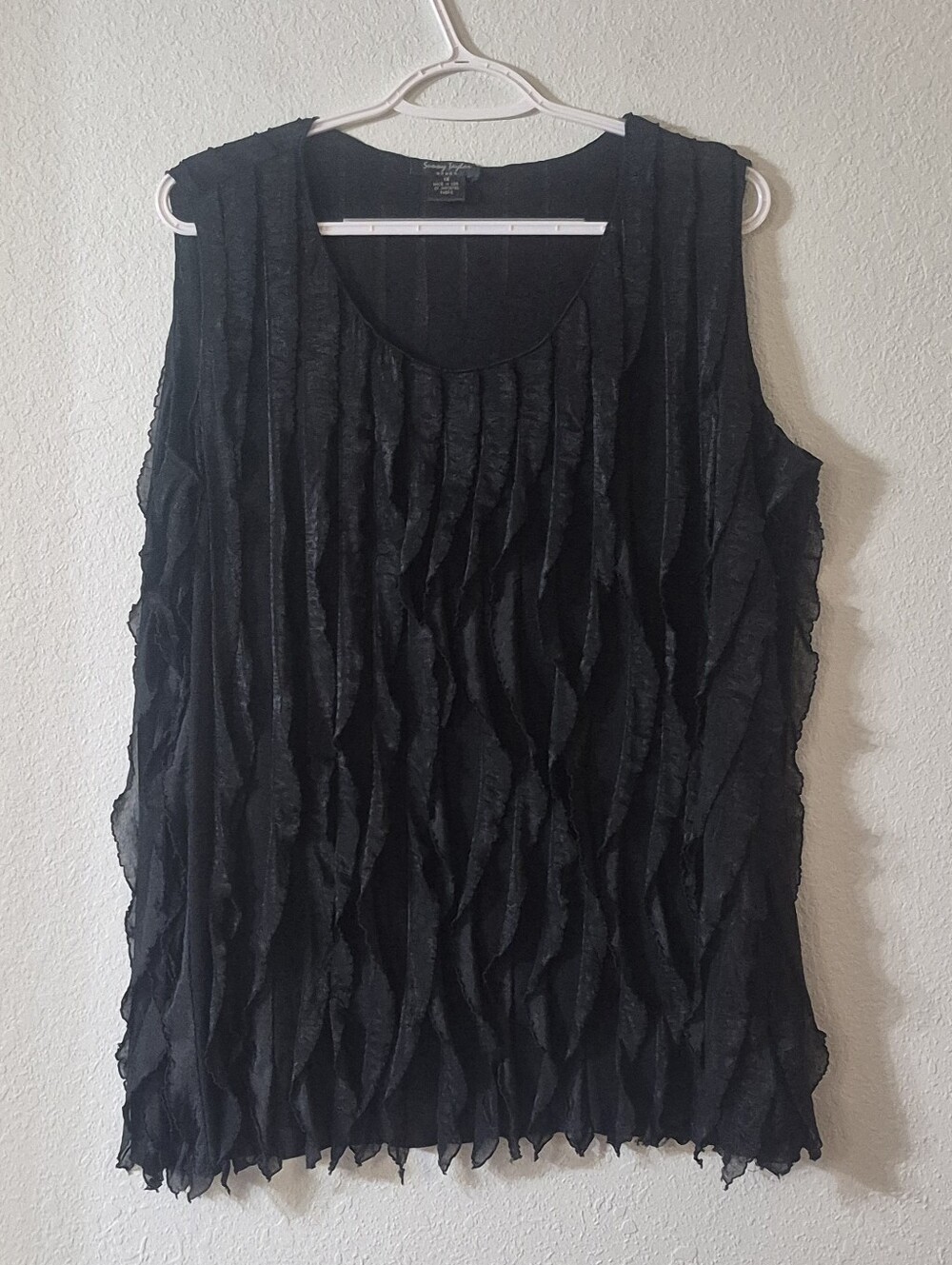 Sunny Taylor Black Ruffled Sleeveless Tank